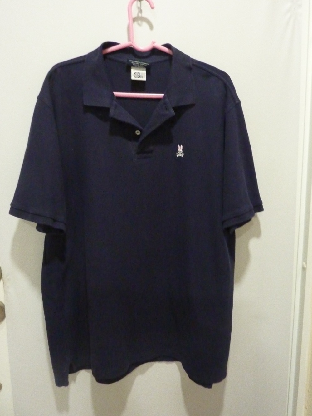 Psycho Bunny Mens Size 9 XXL Black Pima Cotton Textured Polo Shirt Short Sleeve